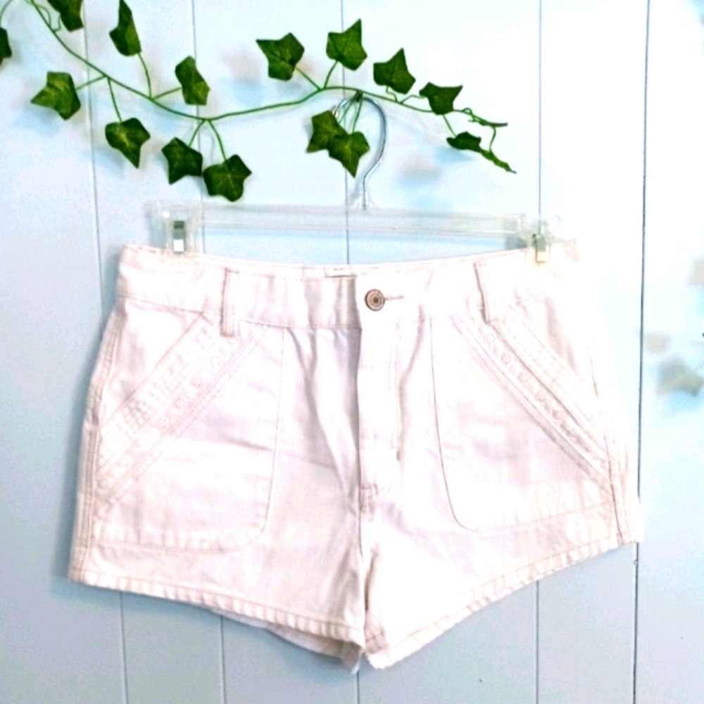 Free People High Rise White Jean Shorts With Lace